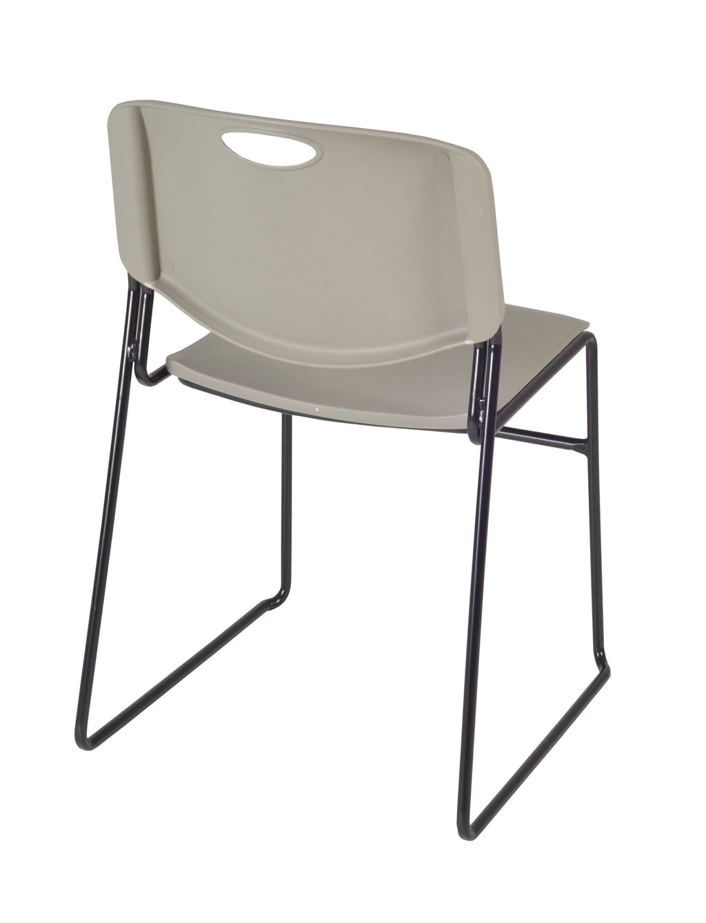 Maple Round Breakroom Table with 4 Grey Stack Chairs V8229