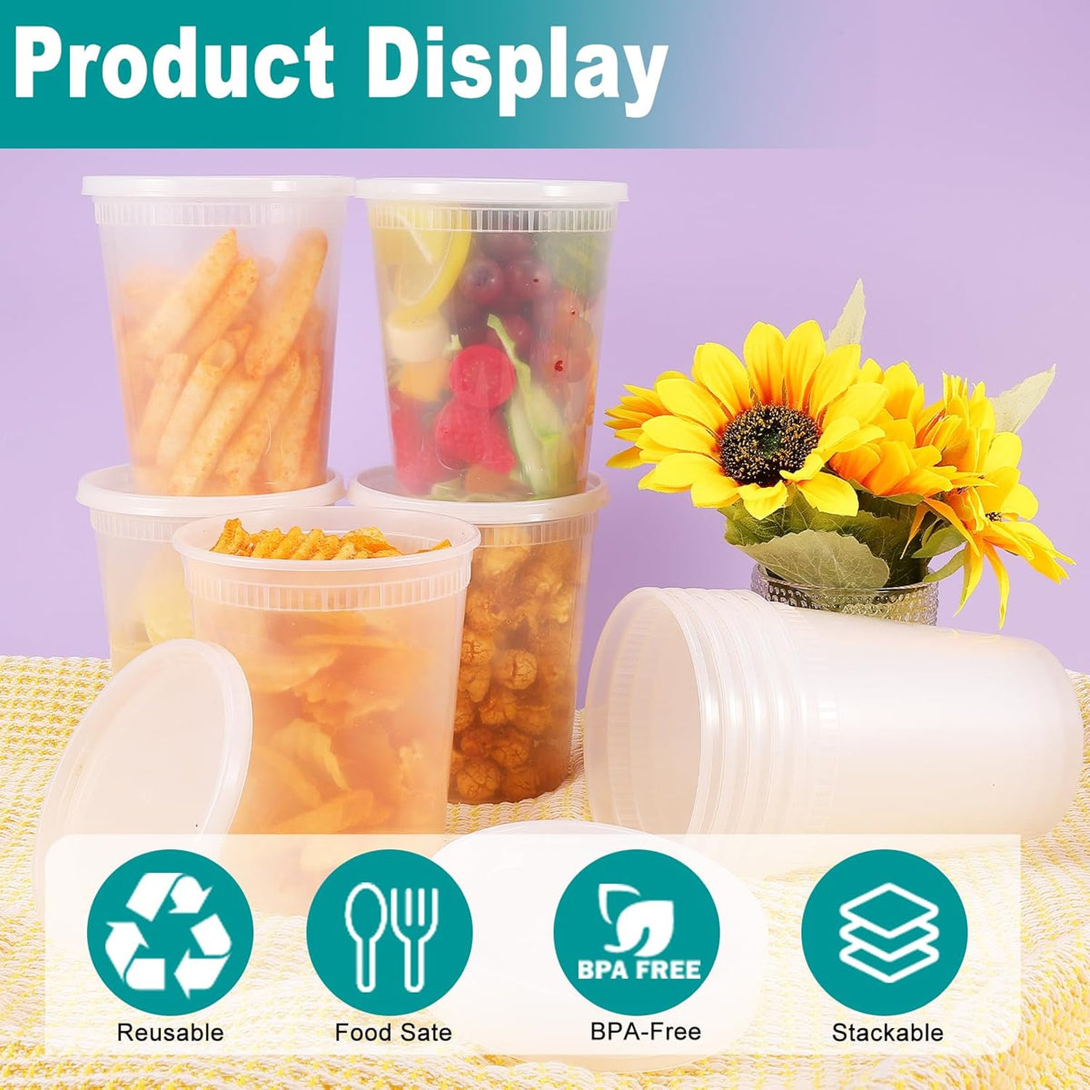 32oz Plastic Deli Containers with Lids U3389