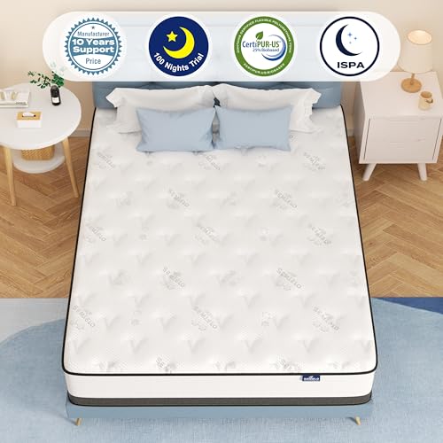 10 Inch Full Mattress Hybrid with Memory Foam and Pocketed Coils C656