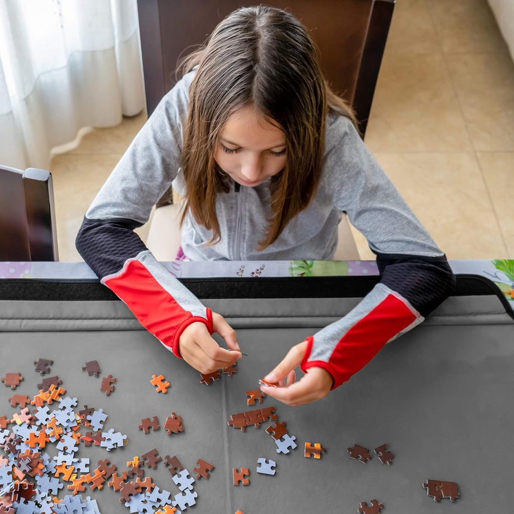 1000-Piece Jigsaw Puzzle Mat with Non-Slip Felt Surface, 2 Removable Trays, Carry Handle Pack of 2 N5381