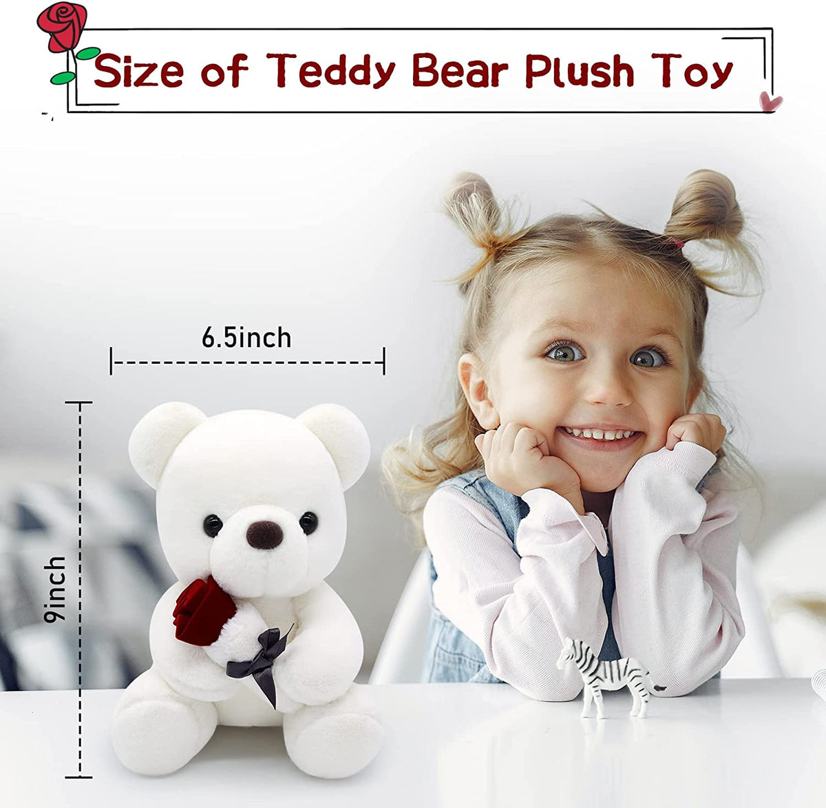 10 Inch Teddy Bear Plush Stuffed Animal with Rose O687