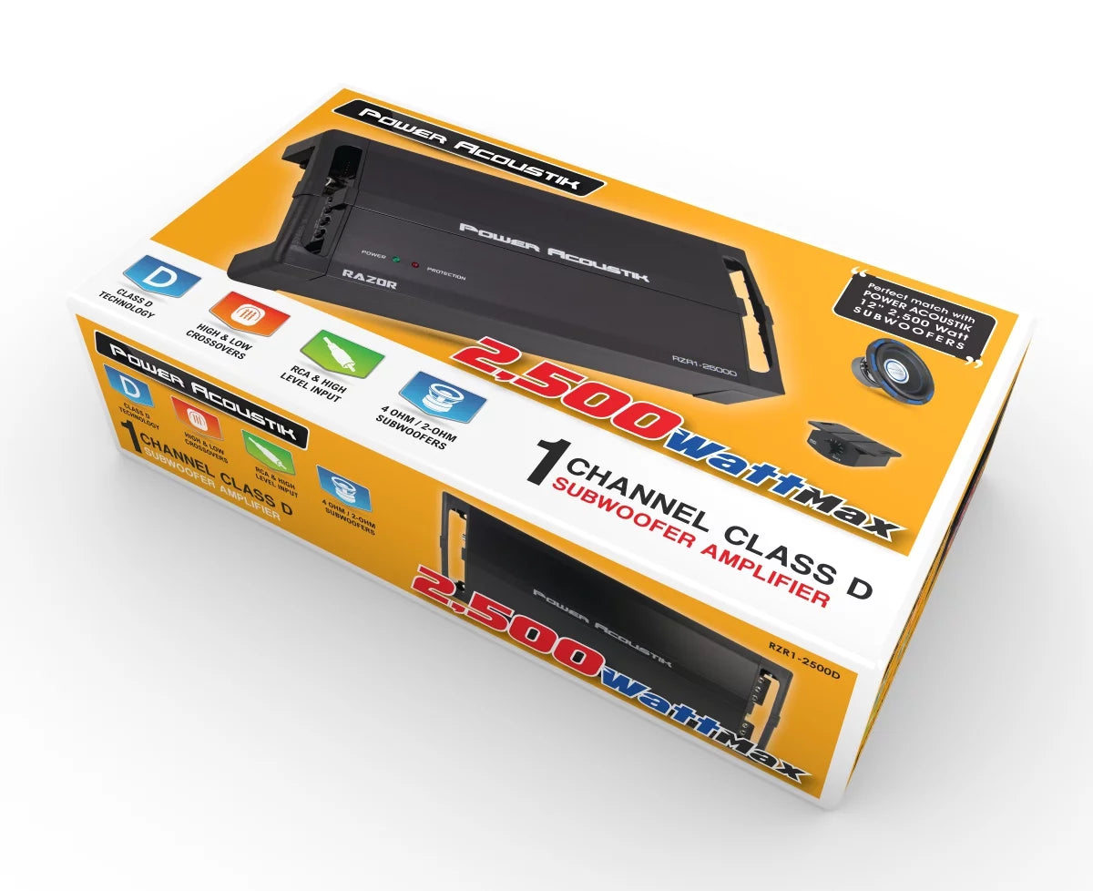 1-Channel Amplifier, 2 Ohm Stable 2,500 Watt Max G526946