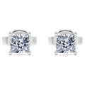 0.5 Carat Princess Cut Diamond Solitaire Stud Earrings in 18K White Gold Plating Over Silver I76513