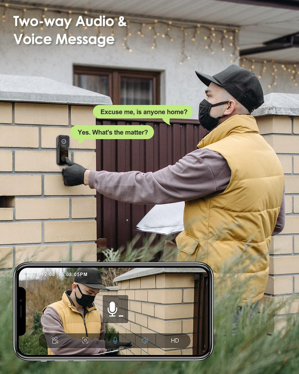 1080P HD WiFi Video Doorbell Camera with Chime A9685
