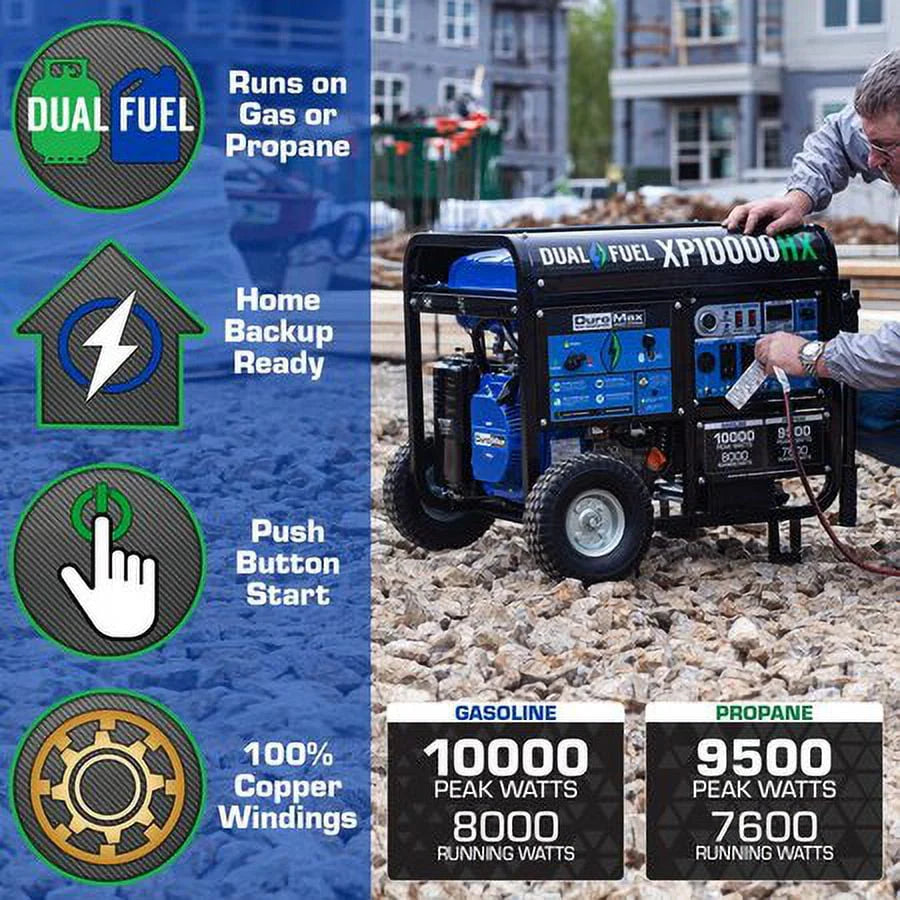 10,000 Watt Dual Fuel Portable Generator A8805