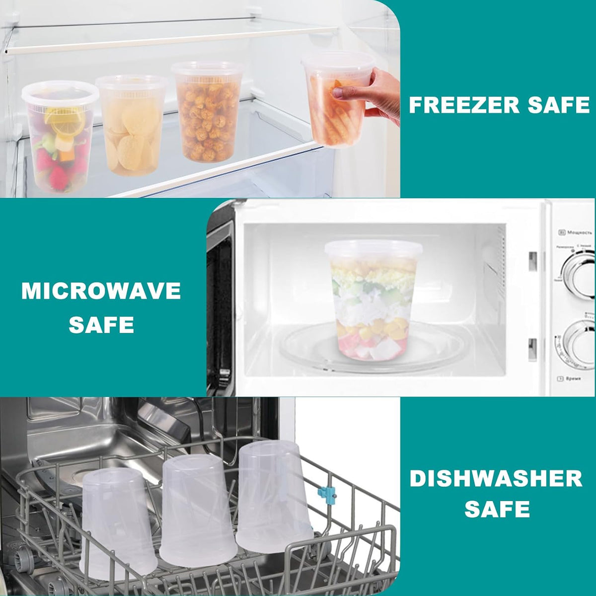 32oz Plastic Deli Containers with Lids U3389