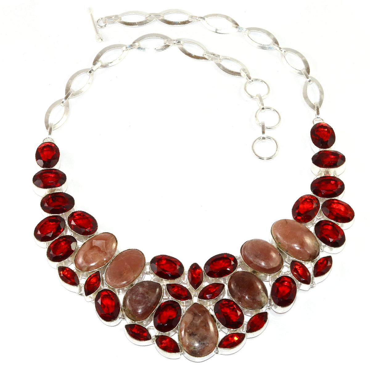 Rhodochrosorite Garnet Gemstone 925 Silver Necklace 16-18'' Q148245