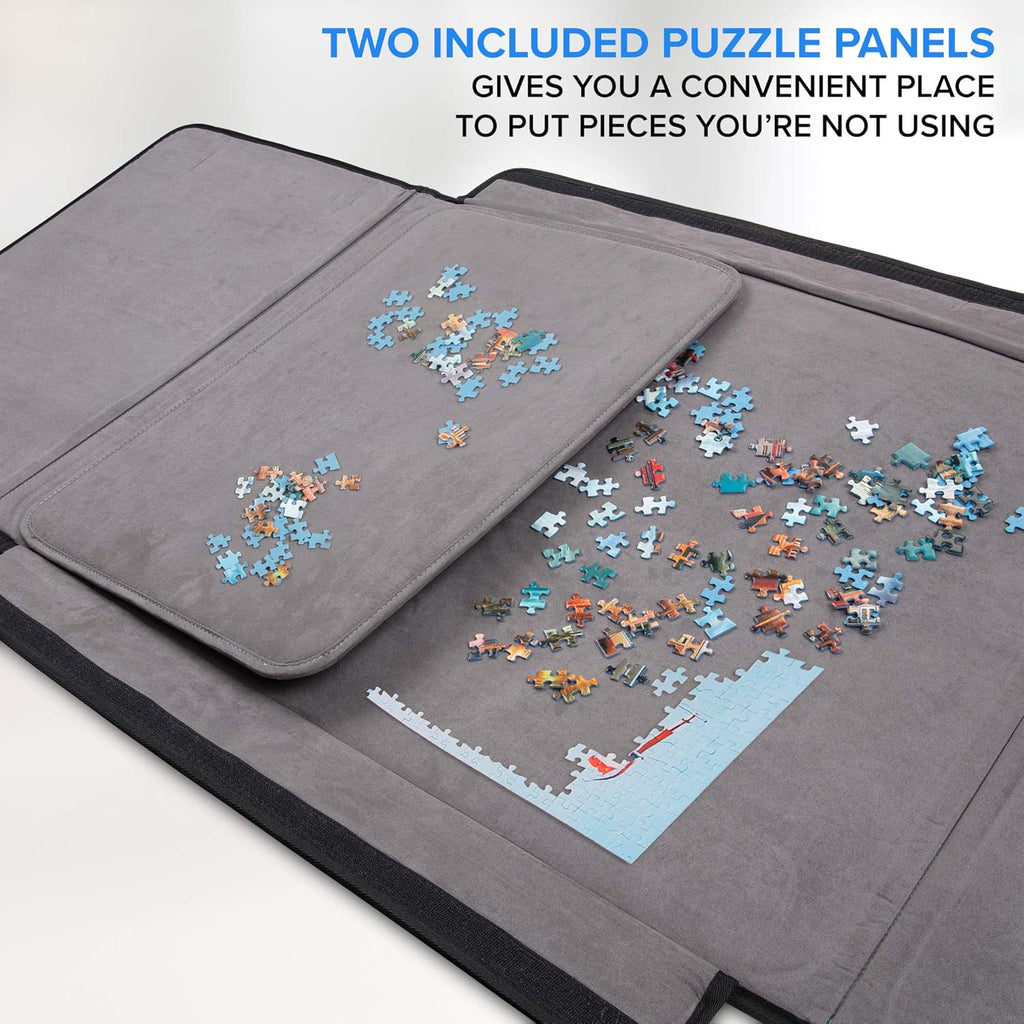 1000-Piece Jigsaw Puzzle Mat with Non-Slip Felt Surface, 2 Removable Trays, Carry Handle Pack of 2 N5381