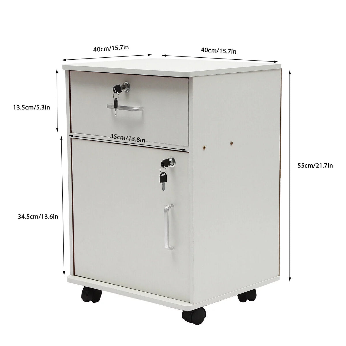 1-Drawer Vertical Filing Cabinet on Wheels with Lock E890