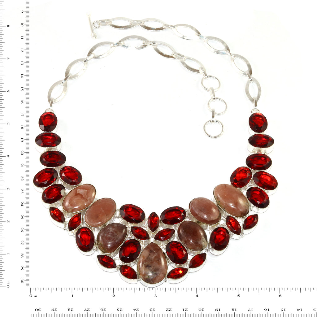 Rhodochrosorite Garnet Gemstone 925 Silver Necklace 16-18'' Q148245