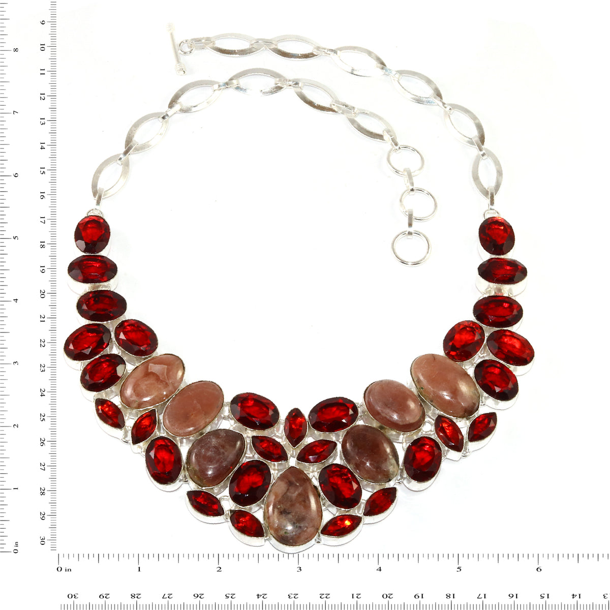 Rhodochrosorite Garnet Gemstone 925 Silver Necklace 16-18'' Q148245