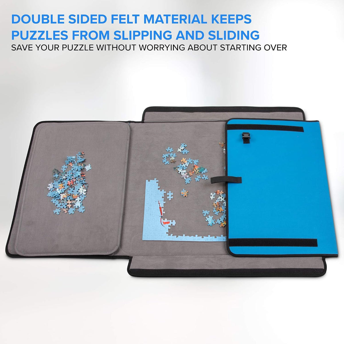 1000-Piece Jigsaw Puzzle Mat with Non-Slip Felt Surface, 2 Removable Trays, Carry Handle Pack of 2 N5381