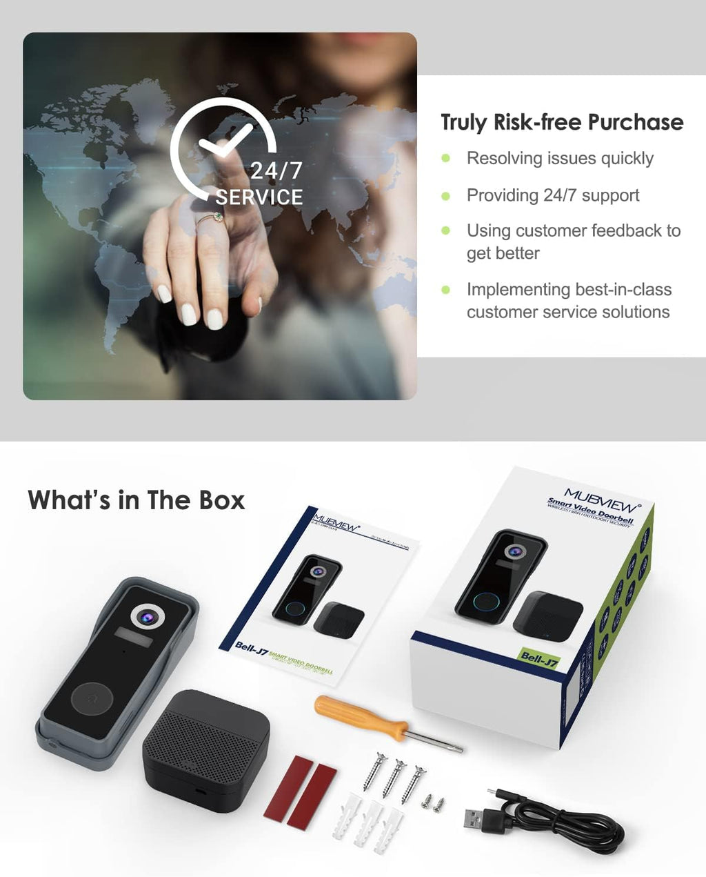 1080P HD WiFi Video Doorbell Camera with Chime A9685